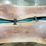 Walnut Bridges Table Ebony Bowties Blue Glass Jewell Hardwoods