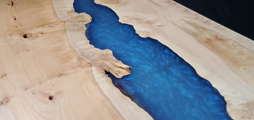 Jewell Hardwoods Epoxy River Table Blue Shimmer